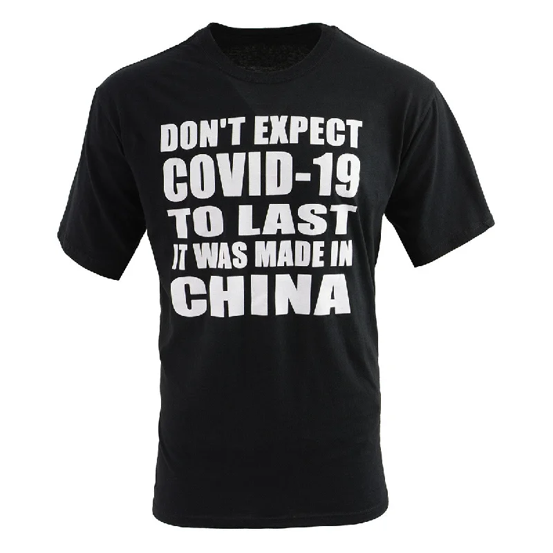 Men's short-sleeve dress shirt-Biker Clothing Co. BCC116013 Men's Black 'Don't Expect Covid-19 To Last' T-Shirt