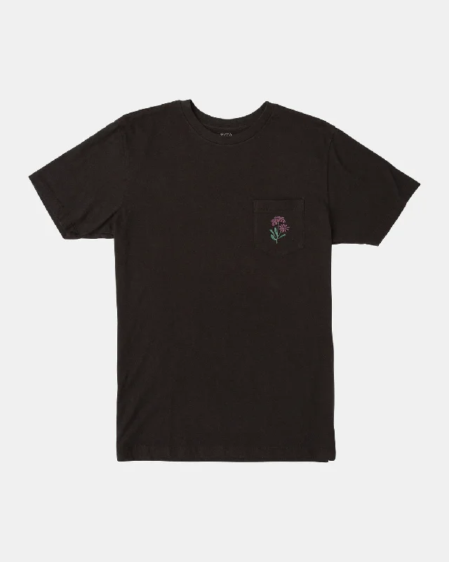 Men's short-sleeve turquoise festival tee-Bloomed Pocket Tee - Black