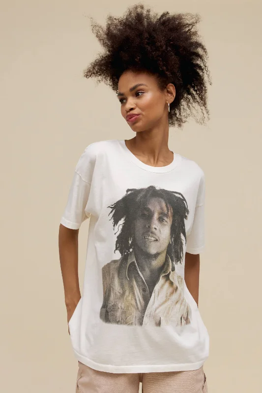 Men's short-sleeve bold print shirt-Bob Marley Photo Merch Tee