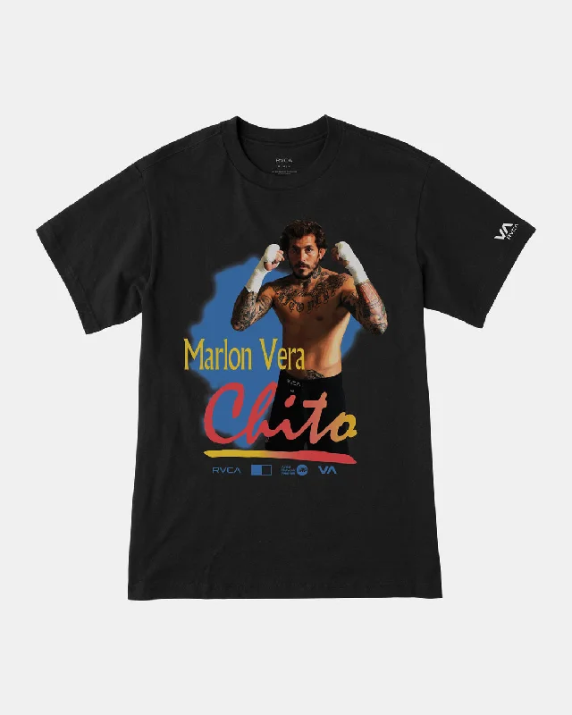 Men's short-sleeve organic cotton shirt-Chito Vera Fight Night Tee - Black