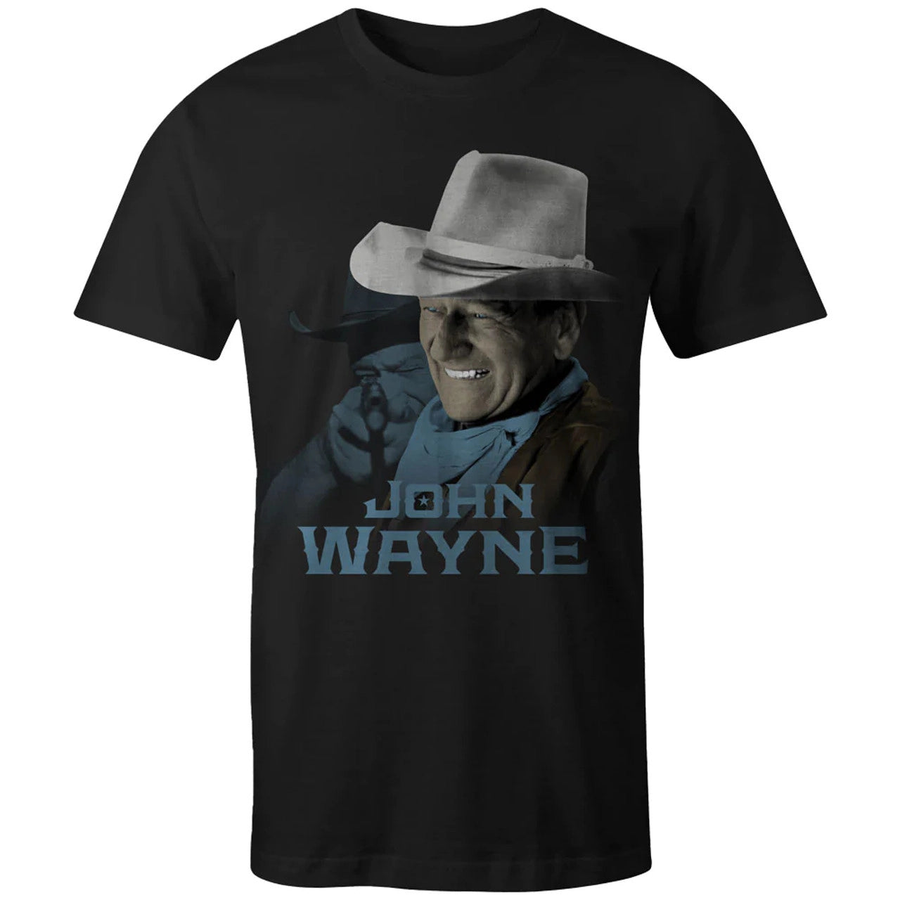 Men's short-sleeve fishing green shirt-Hooey John Wayne Black Crew Neck T-Shirt