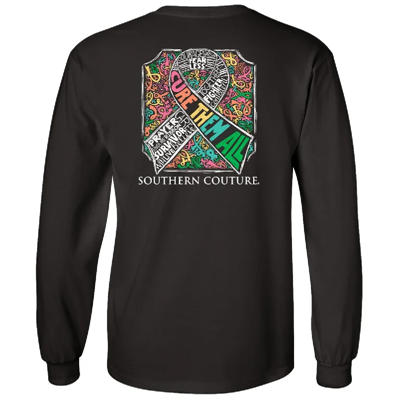 Men's short-sleeve moisture-wicking shirt-Southern Couture Classic Cure Them All Cancer Long Sleeve T-Shirt