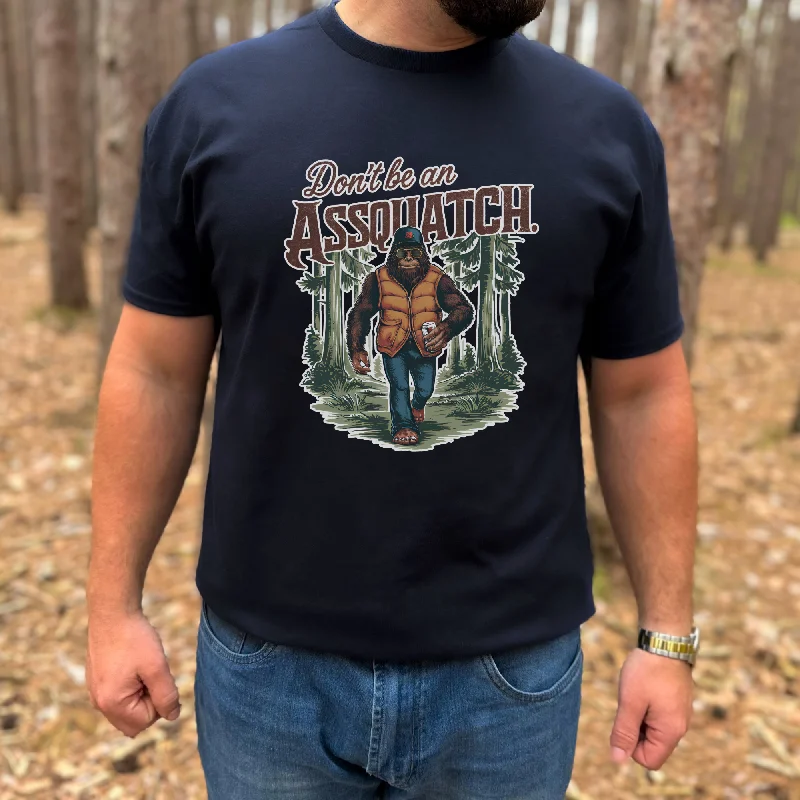 Men's short-sleeve formal tee-Don't Be An Assquatch Hilarious Bigfoot TShirt *UNISEX FIT*