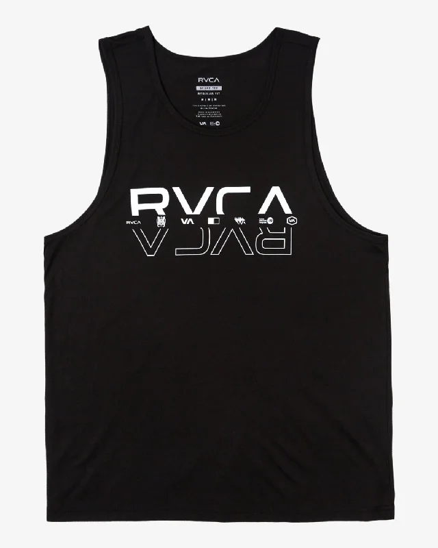 Men's short-sleeve gothic black shirt-Double RVCA Split Tank - Black