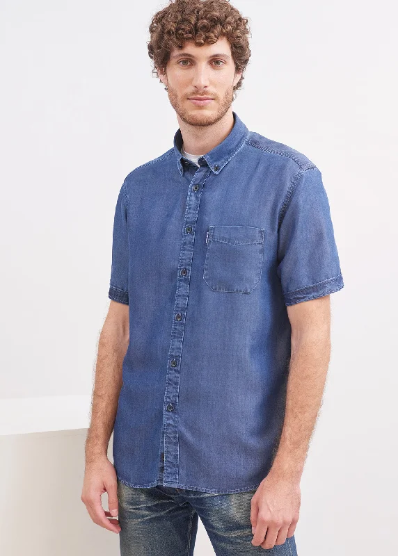 Men's short-sleeve modern fit shirt-Frederic short sleeve shirt - regular fit, in chambray (CHAMBRAY)