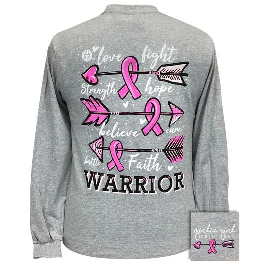 Men's short-sleeve synthetic workout shirt-Girlie Girl Originals Breast Cancer Warrior Arrows Long Sleeves T Shirt