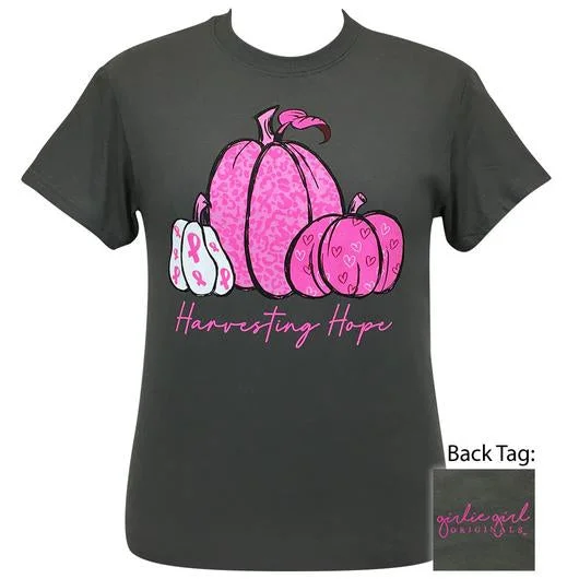 Men's short-sleeve office gray shirt-Girlie Girl Originals Preppy Harvesting Hope Pumpkin Breast Cancer T-Shirt