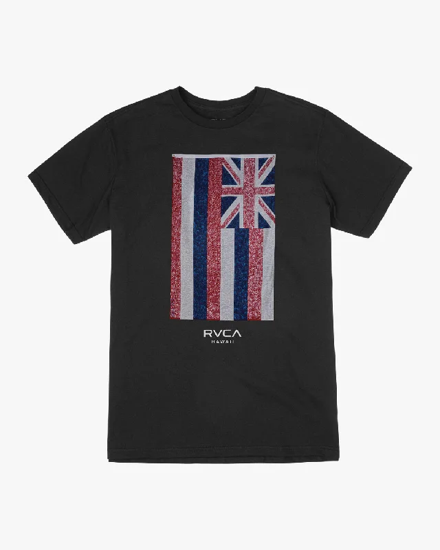 Men's short-sleeve summer shirt-Hawaii Defer Flag Tee - Black