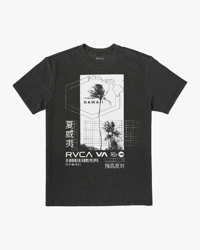 Men's short-sleeve retro shirt-Hawaii Language Hex Tee - Black