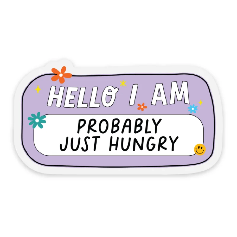 Men's short-sleeve brown vintage top-Hello I Am Hungry Vinyl Sticker *CLEAR*