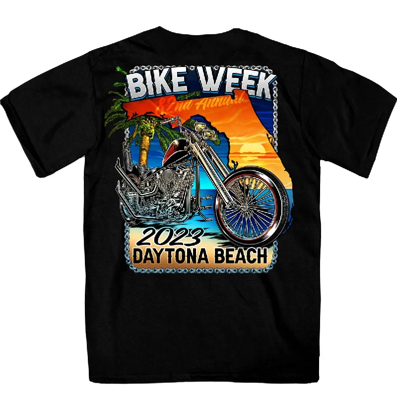 Men's short-sleeve olive tactical shirt-Hot Leathers EDM1186 Men's 2023 Daytona Bike Week Florida Chopper Black T-Shirt