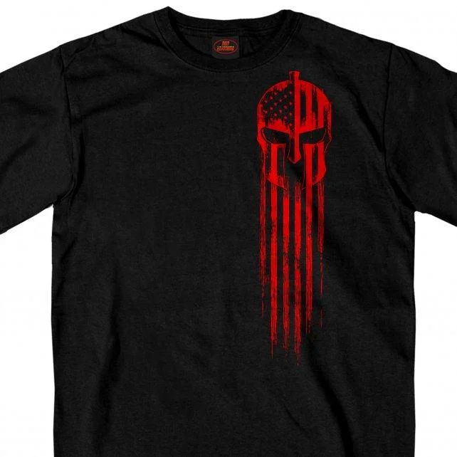 Men's short-sleeve eco-friendly shirt-Hot Leathers GMD1468 Men's Red Warrior Skull Flag Black T-Shirt