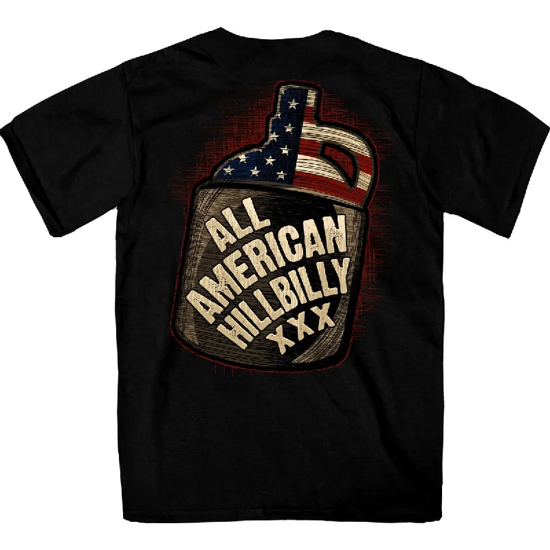 Men's short-sleeve casual blue tee-Hot Leathers GMD1517 Men's Black All American Hillbilly Double Sided T-Shirt