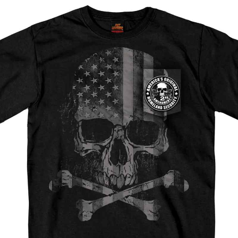 Men's short-sleeve organic cotton shirt-Hot Leathers GMP1388 Men’s ‘Patriotic Skull Pocket’ Black T-Shirt