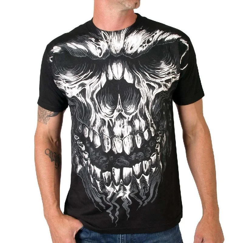 Men's short-sleeve casual shirt-Hot Leathers GMS1237 Men’s ‘Shredder Skull Jumbo Print’ Black T-Shirt