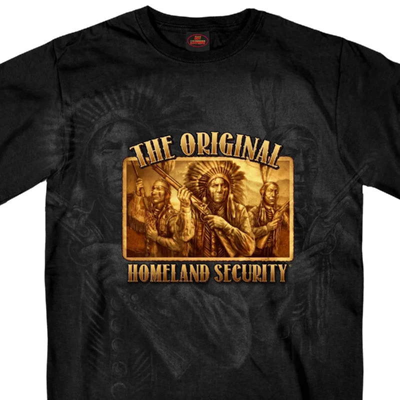 Men's short-sleeve tactical top-Hot Leathers GMS1460 Men's Original Homeland Security Native American Black T-Shirt