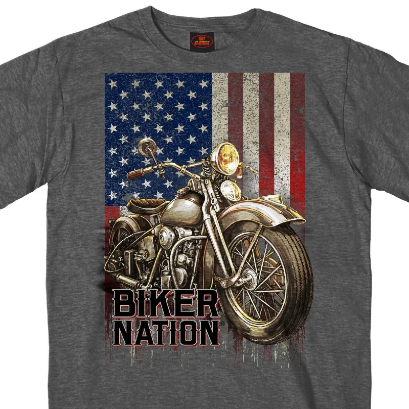 Men's short-sleeve affordable cotton tee-Hot Leathers GMS1462 Mens Classic Cycle Flag Charcoal Heather Gray T-Shirt