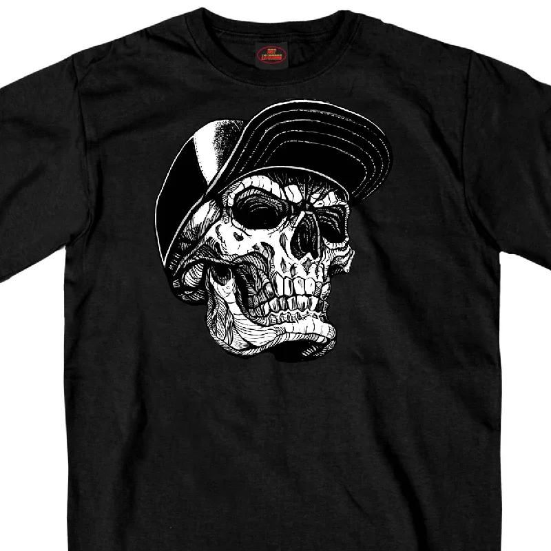 Men's short-sleeve maroon workout tee-Hot Leathers GMS1465 Men's Black 'Snapback Skull' T-Shirt