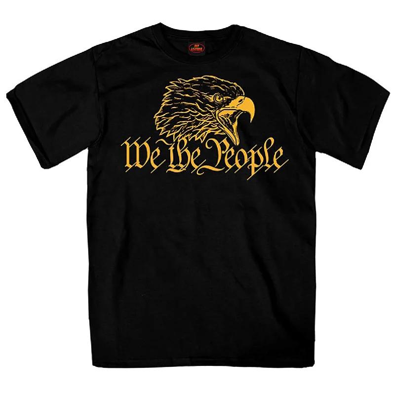 Men's short-sleeve linen shirt-Hot Leathers GMS1515 Men’s Black 'We the People' Black T-Shirt