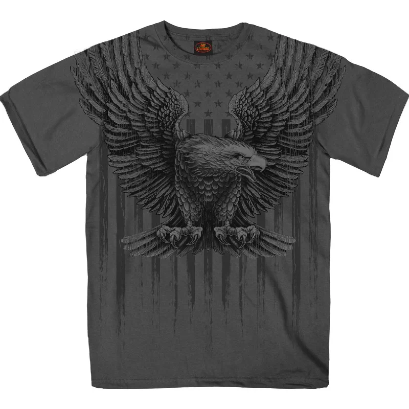 Men's short-sleeve urban tee-Hot Leathers GMS1524 Men’s Charcoal Short Sleeved Up-Wing Eagle T-Shirt