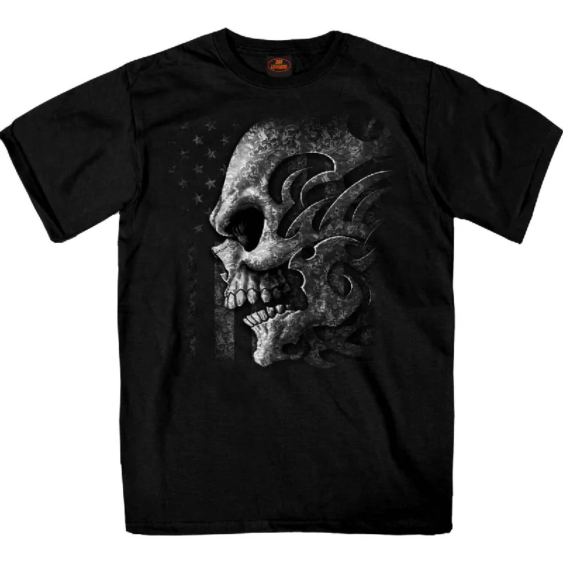 Men's short-sleeve vintage tee-Hot Leathers GMS1547 Men's Black SS Tribal Skull Printed T-Shirt