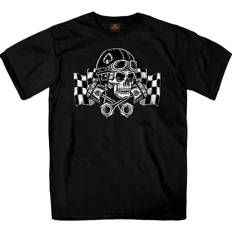 Men's short-sleeve moisture-wicking shirt-Hot Leathers GMS1549 Men's Black Vintage Racing Skull Printed T-Shirt