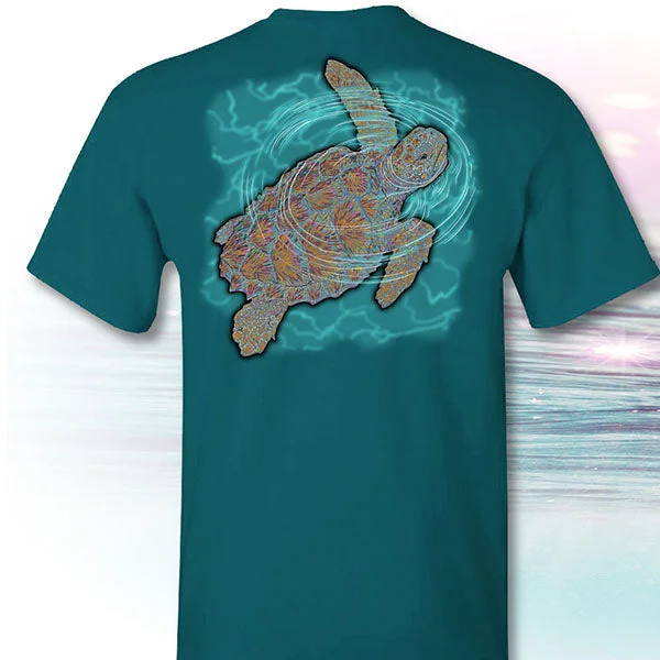 Men's short-sleeve green hiking shirt-I Fought Today Sea Turtle Cancer Ribbons T-Shirt