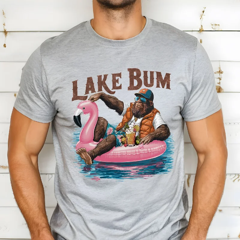 Men's short-sleeve organic cotton shirt-Lake Bum Bigfoot TShirt *UNISEX FIT*