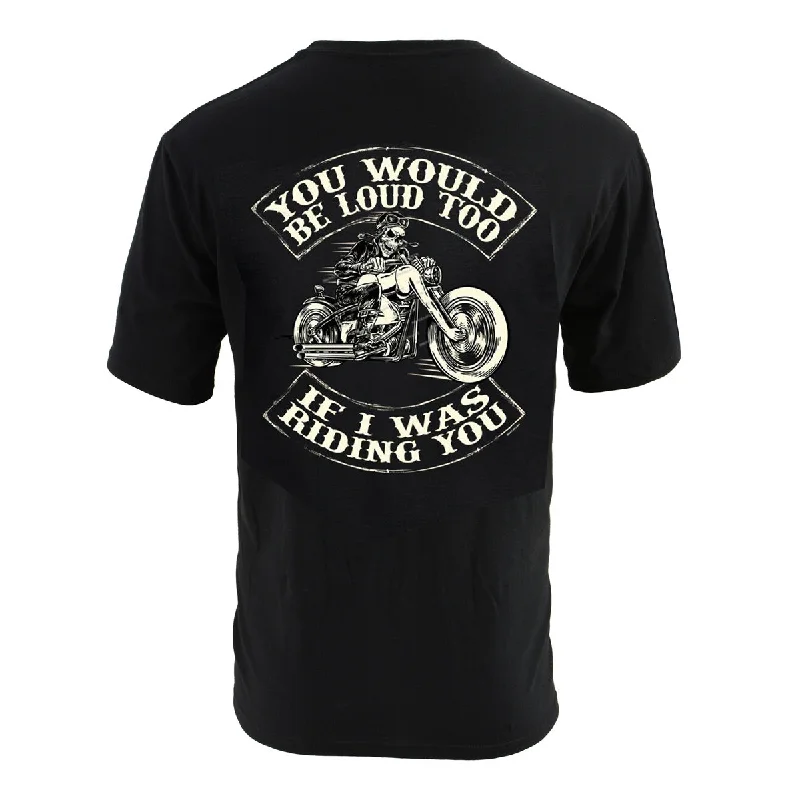 Men's short-sleeve printed shirt-Milwaukee Leather BCC116010 Men's Black 'You Would Be Loud Too' Motorcycle Cotton Print T-Shirt