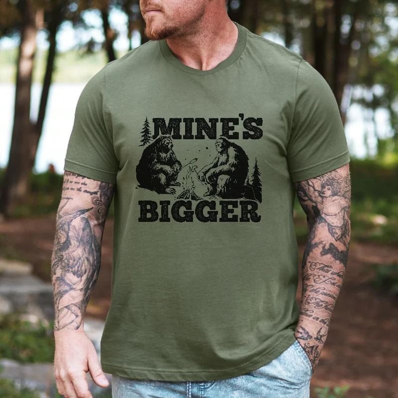 Men's short-sleeve indigo casual shirt-Mine's Bigger Funny Bigfoot Bear Shirt TShirt *UNISEX FIT*