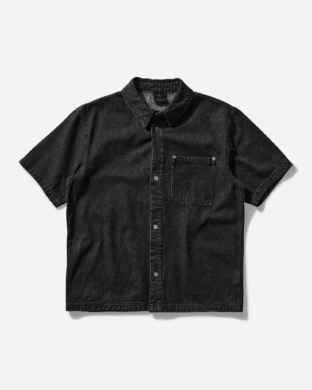 Men's short-sleeve red cotton shirt-Men's Air Jordan Denim Shirt Black