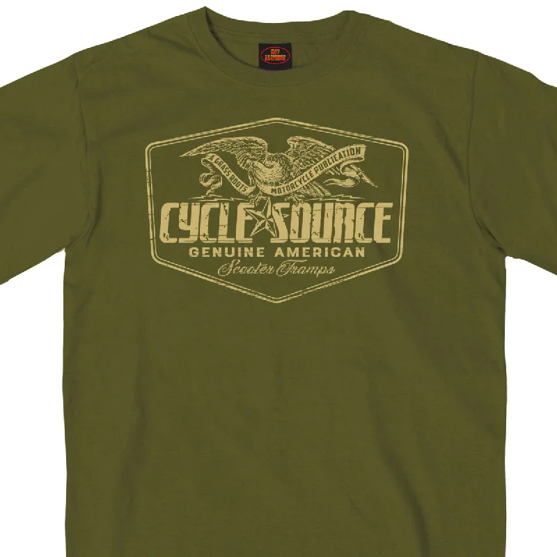 Men's short-sleeve classic white tee-Official Cycle Source Magazine CSM1007 Men’s Eagle Military Green T-Shirt