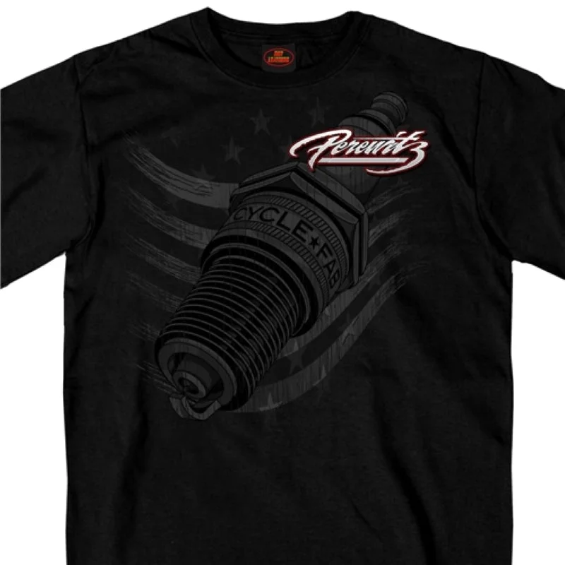 Men's short-sleeve relaxed fit tee-Official Perewitz PFM1006 Men’s Spark Plug Black T-Shirt