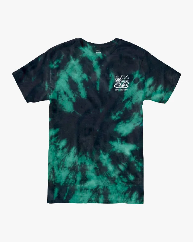 Men's short-sleeve fishing green shirt-Pool Service Tie-Dye Tee - Black/Green Tie Dye