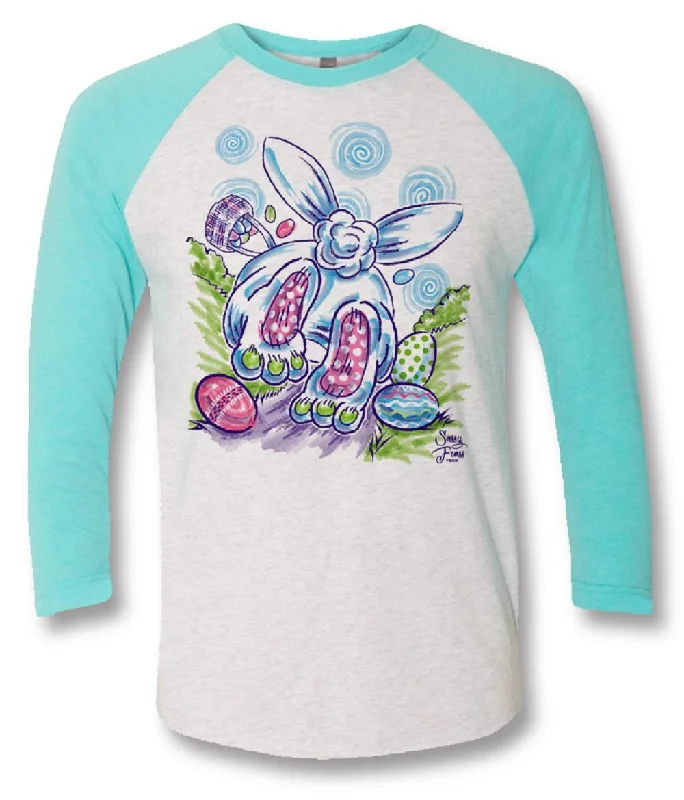 Men's short-sleeve elegant dress shirt-Sassy Frass Cottontail Easter Bunny Bright Raglan Girlie T Shirt