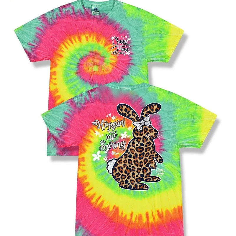 Men's short-sleeve silk luxury top-Sassy Frass Hoppin Easter Bunny Tiedye T-Shirt