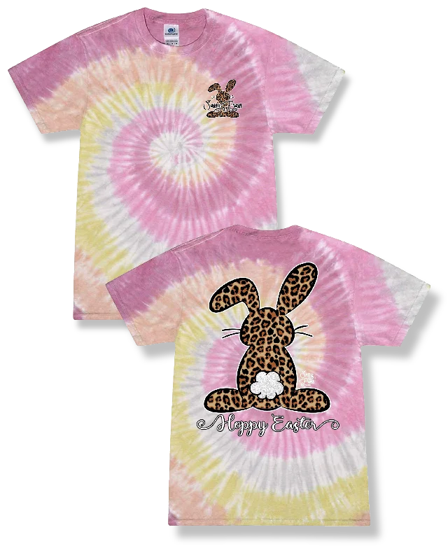 Men's short-sleeve gothic black shirt-Sassy Frass Hoppy Easter Leopard Bunny Jellybean Tie Dye Bright Girlie T Shirt