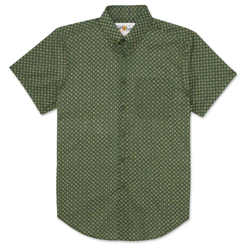 Men's short-sleeve luxury tee-Short Sleeve Easy Shirt - Medallions Print - Green