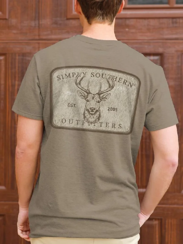 Men's short-sleeve yoga white tee-Simply Southern Distressed Buck Deer Unisex T-Shirt