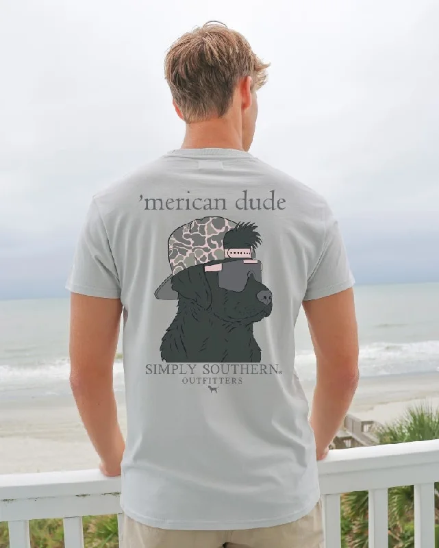 Men's short-sleeve boho printed shirt-Simply Southern Merican Dude Camo Dog Unisex T-Shirt