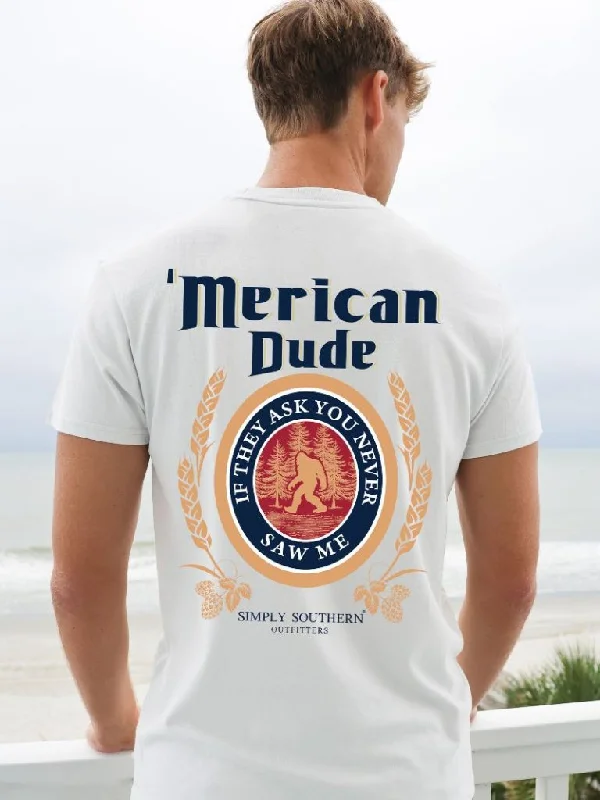 Men's short-sleeve printed shirt-Simply Southern Merican Dude Sasquatch Logo Unisex T-Shirt