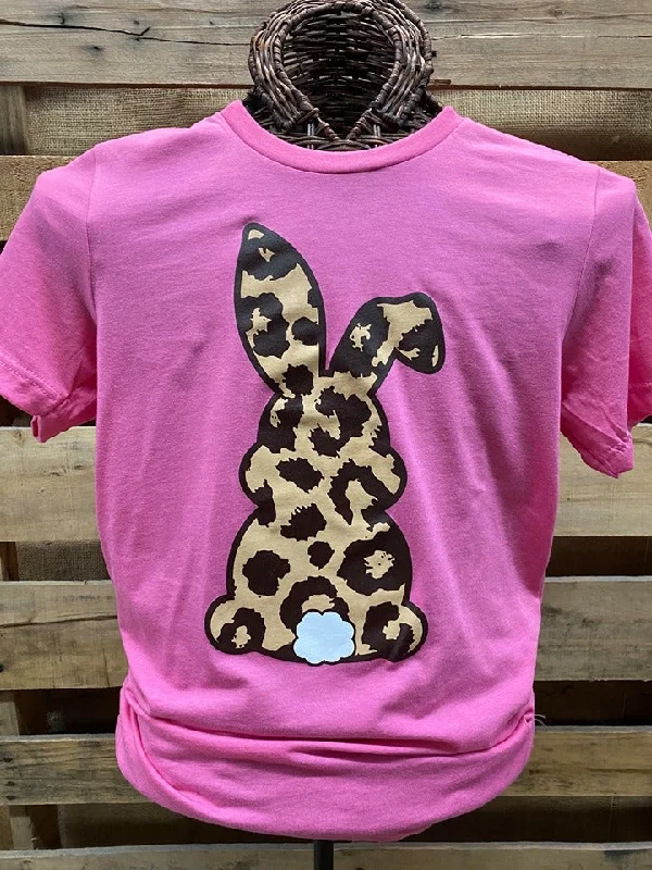 Men's short-sleeve mesh athletic top-Southern Chics Apparel Leopard Bunny Rabbit Easter Canvas Girlie Bright T Shirt