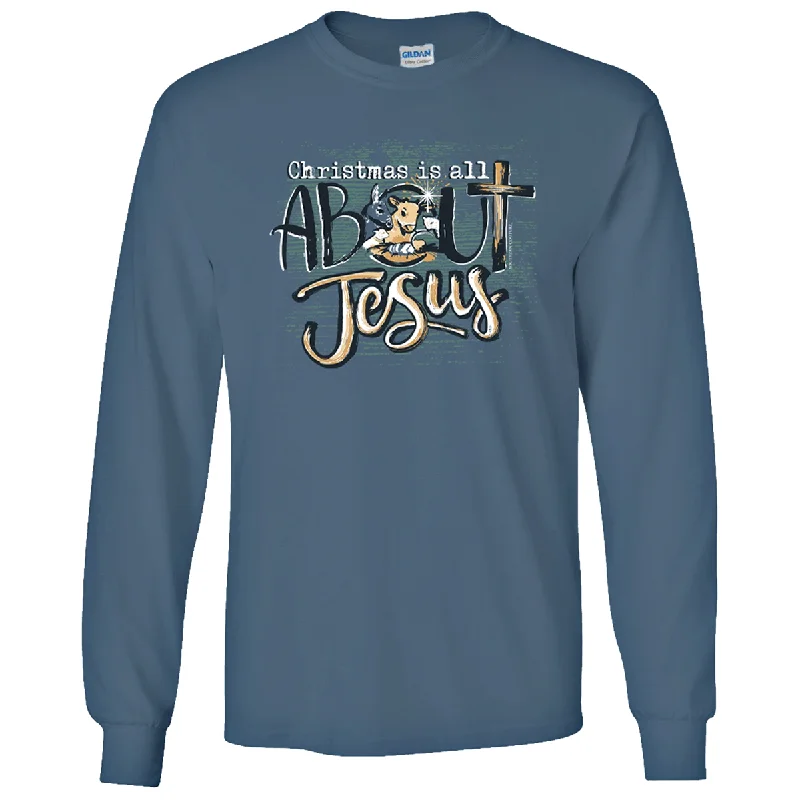 Men's short-sleeve festival shirt-Southern Couture Christmas Is All About Jesus Soft Long Sleeve T-Shirt