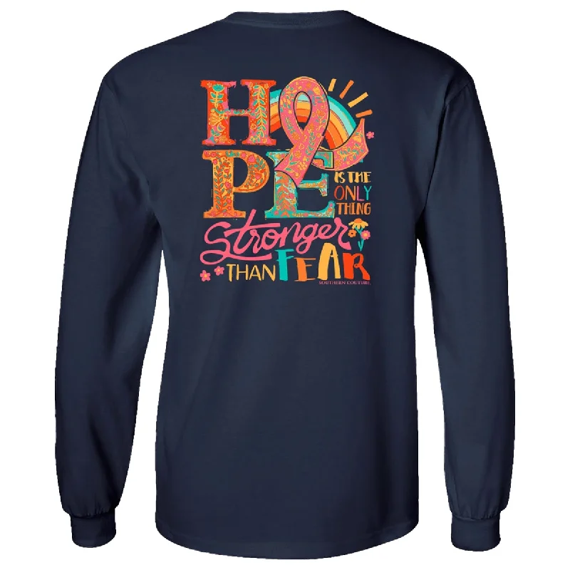 Men's short-sleeve rugged shirt-Southern Couture Classic Hope Stronger Cancer Long Sleeve T-Shirt