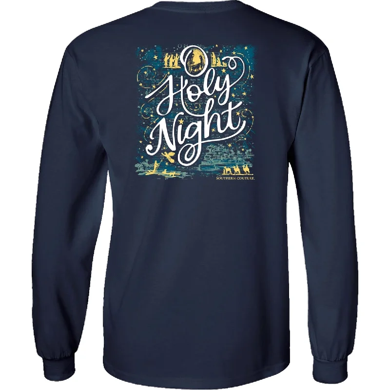 Men's short-sleeve synthetic workout shirt-Southern Couture Classic O Holy Night Holiday Long Sleeve T-Shirt