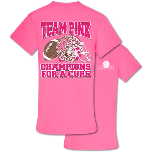 Men's short-sleeve biking orange top-Southern Couture Preppy Team Pink Football Cure Cancer T-Shirt