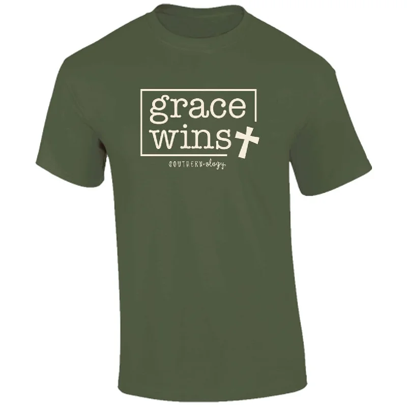 Men's short-sleeve dress shirt-Southernology Cross Grace Wins Comfort Colors T-Shirt