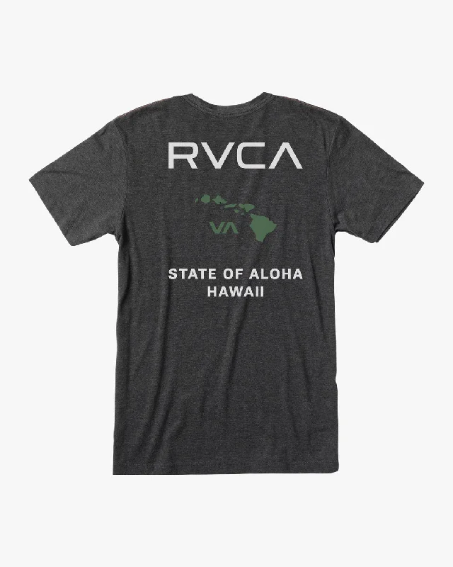 Men's short-sleeve teal printed shirt-State Of Aloha Tee - Black/Green