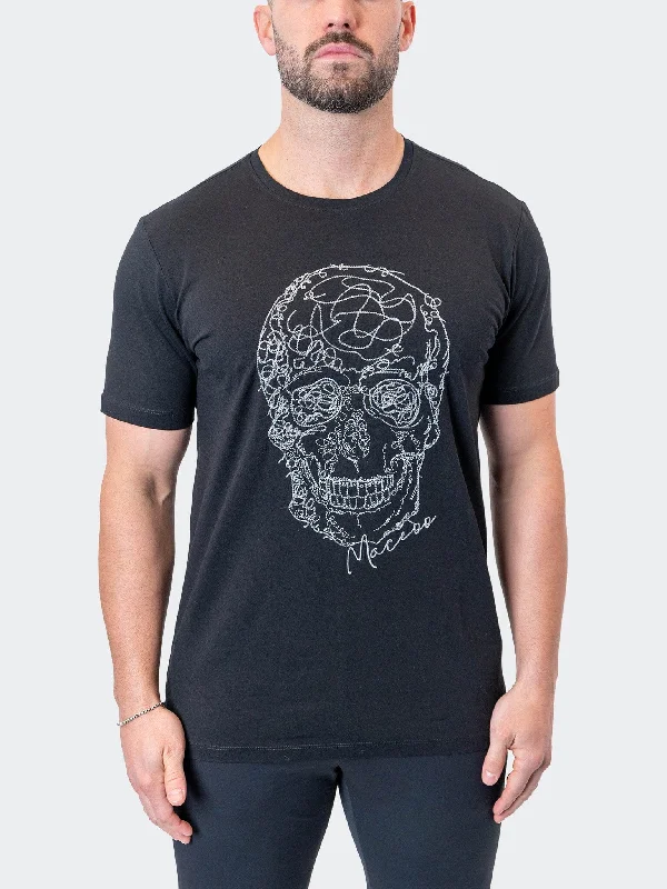 Men's short-sleeve minimalist shirt-Tee ScribbleSkull Black