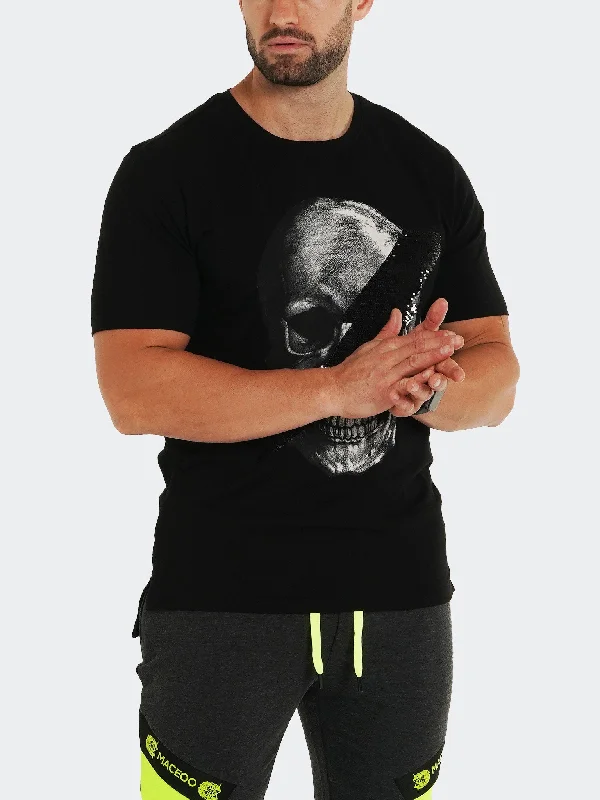 Men's short-sleeve casual graphic shirt-Tee SkullDisco Black